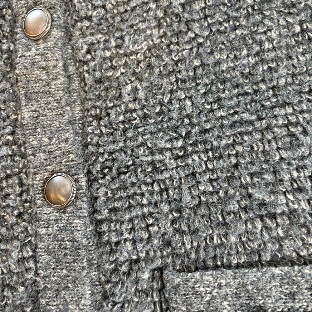 Lucky Brand Gray Boucle Sweater Lady Jacket. Size Small. - Picture 10 of 16